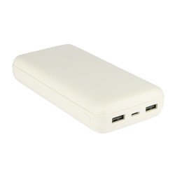 Power Bank Renz20 20000mAh, 2x USB-A + 1x Type-C Charge status indicator, white