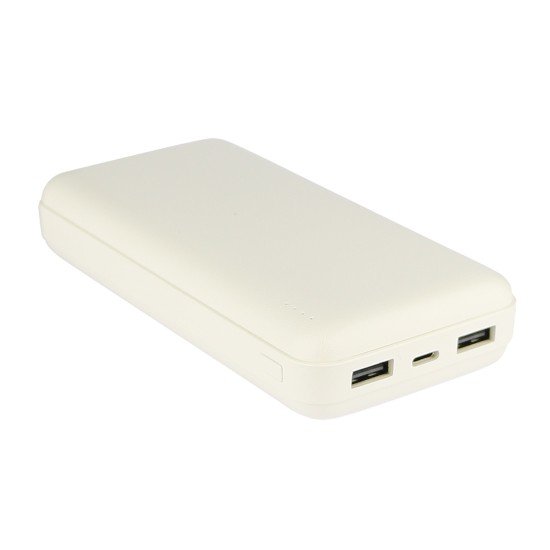 Power Bank Renz20 20000mAh, 2x USB-A + 1x Type-C Charge status indicator, white