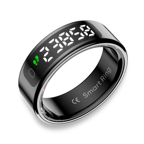 Fontastic Smart Ring mit Display Fyri DIVO Gr10 sw Fitness- u. Gesundheitstracker, Lange Akkulaufzeit