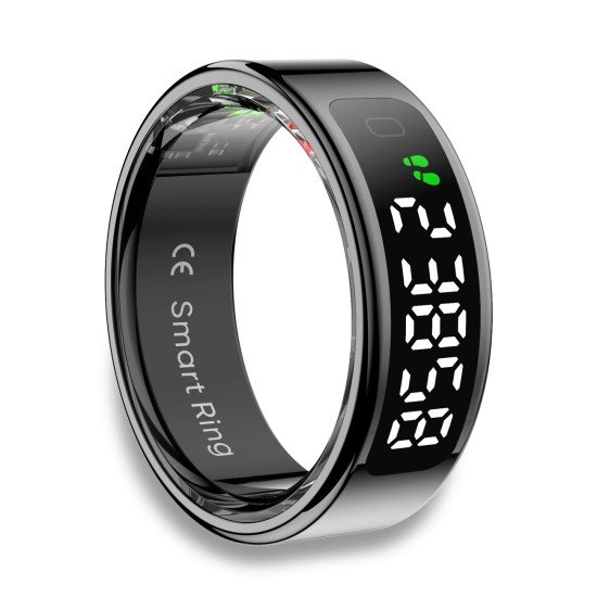 Fontastic Smart Ring mit Display Fyri DIVO Gr10 sw Fitness- u. Gesundheitstracker, Lange Akkulaufzeit