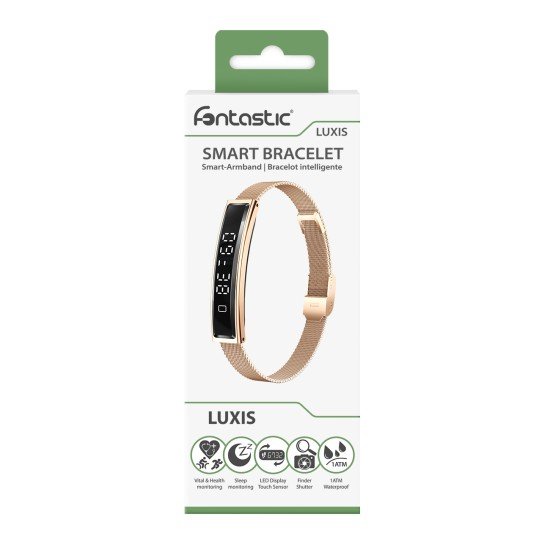 Fontastic Smart Bracelet &ndash; Stylish Fitness Band Jewelry-Like, with Display & Metal Strap, Gold