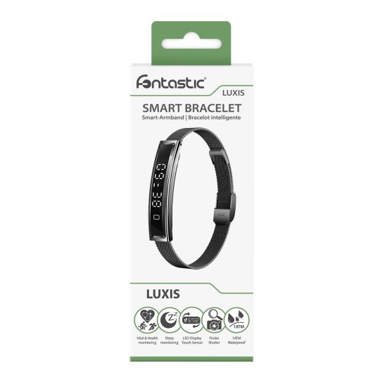Fontastic Smart Bracelet &ndash; Stylish Fitness Band Jewelry-Like, with Display & Metal Strap, Black