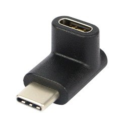Adapter Type-C Female to Type-C Male Right Angle Connector, black