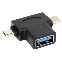 Adapter USB-A (F) to Micro-USB (M) & Type-C (M) Multifunction OTG Converter Fp